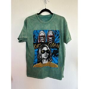 Kurt Cobain Green Acid Wash Graphic Band Tee - L